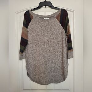 Maurices medium pink/gray 3 quarter sleeve top